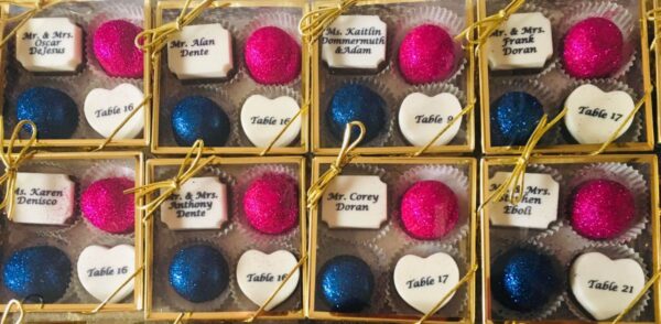 A box of chocolates with names and date