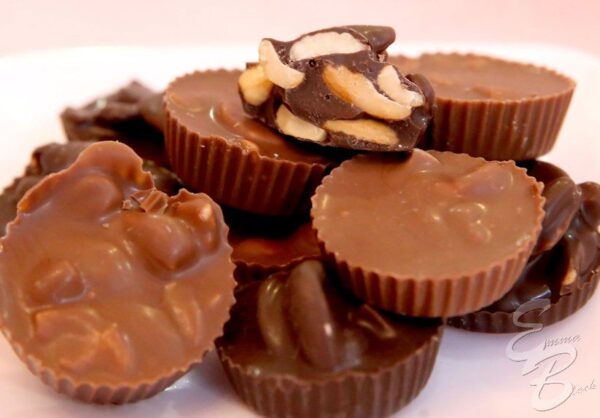 A close up of several different types of chocolate.