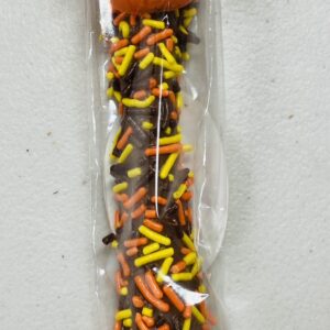 Chocolate Pretzel Rod with Molded Pumpkin